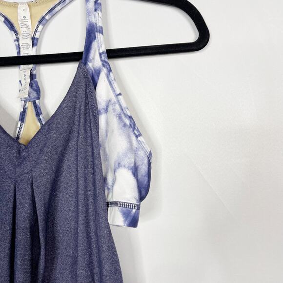 Lululemon Womens Size 8 Tie Dye No Limits Built In Tank Top Blue Purple V Neck - Picture 5 of 10